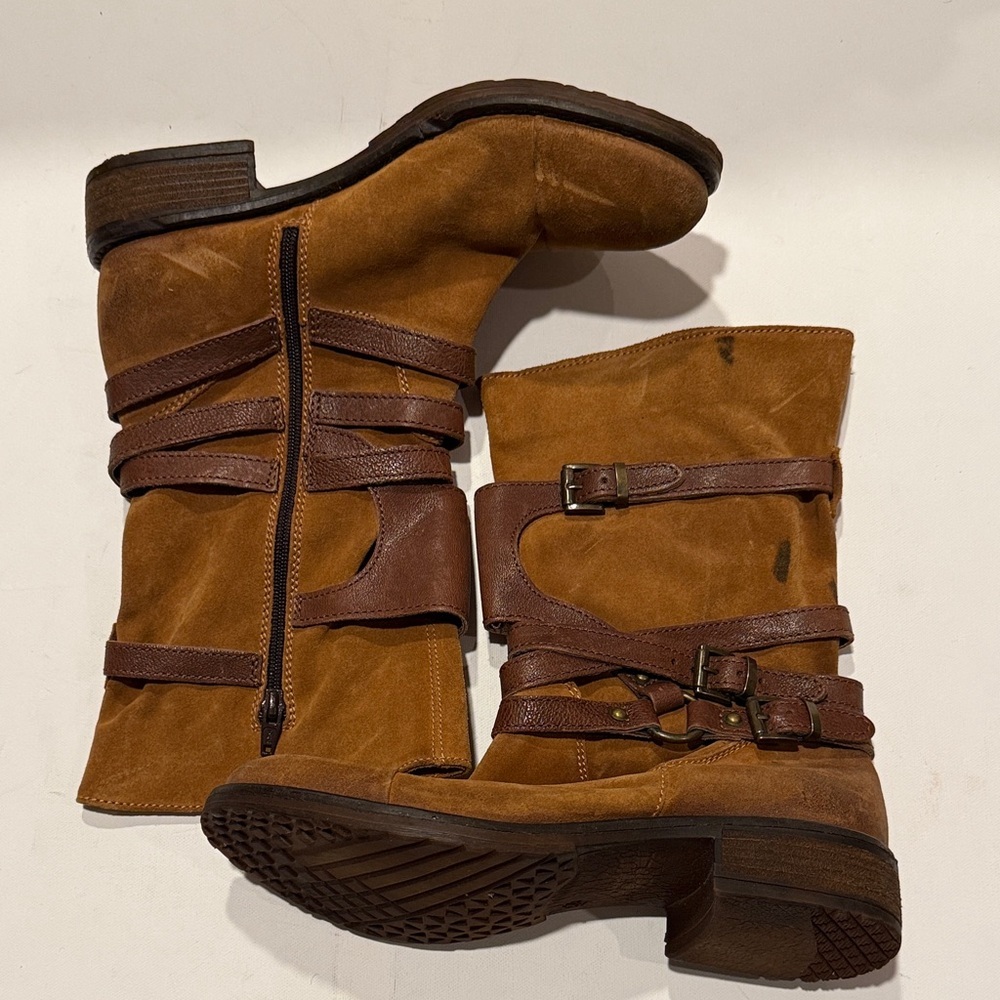 Sundance Tan and Brown Leather Moto Boots